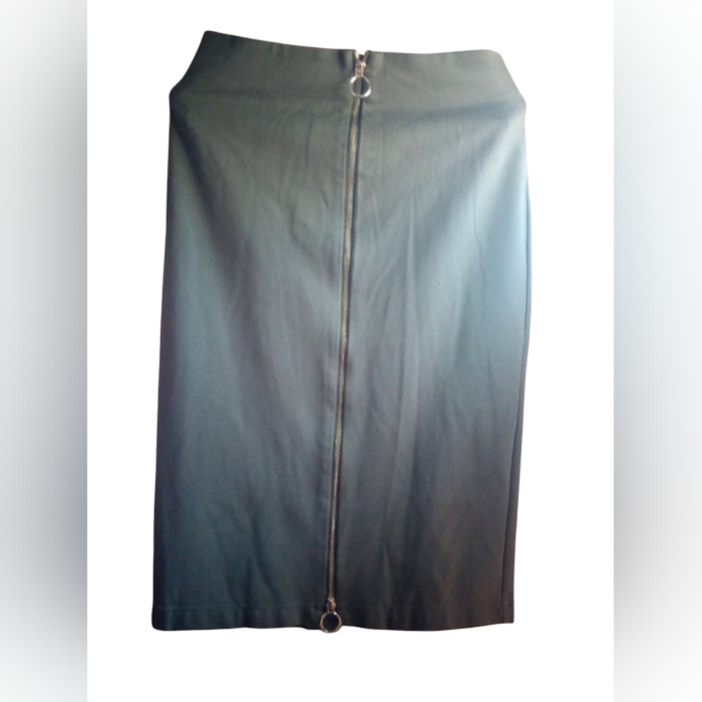 Olive Pencil Skirt with Zipper